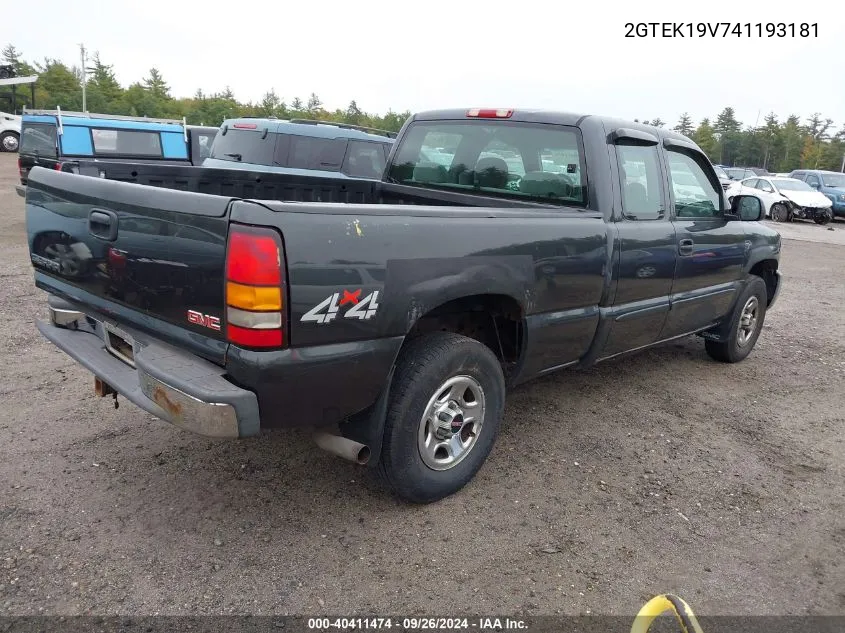 2004 GMC Sierra 1500 VIN: 2GTEK19V741193181 Lot: 40411474