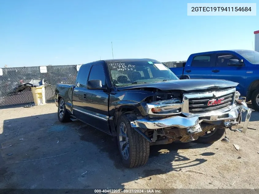 2004 GMC Sierra 1500 Sle VIN: 2GTEC19T941154684 Lot: 40452205