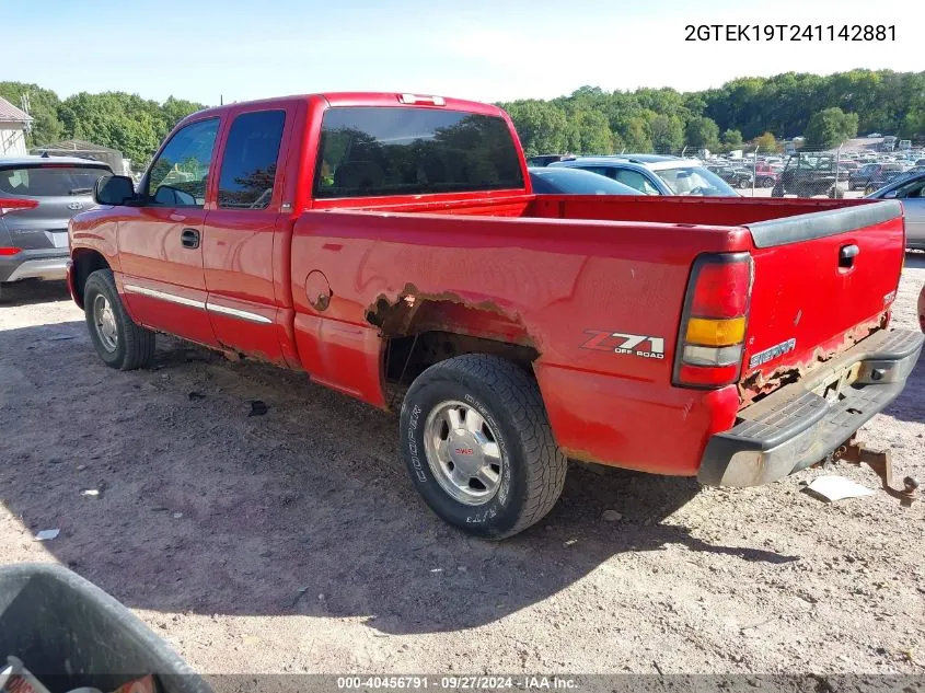 2004 GMC Sierra 1500 Sle VIN: 2GTEK19T241142881 Lot: 40456791