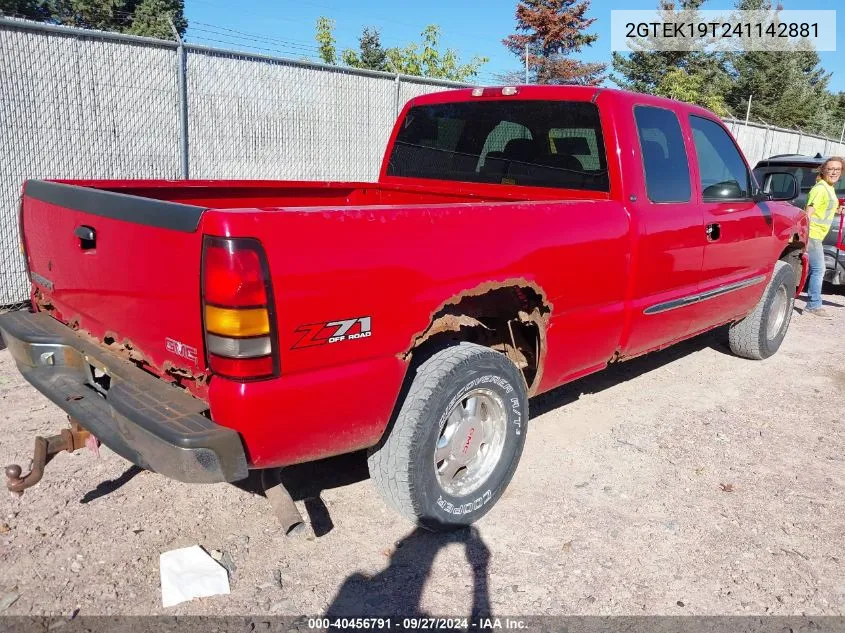 2004 GMC Sierra 1500 Sle VIN: 2GTEK19T241142881 Lot: 40456791