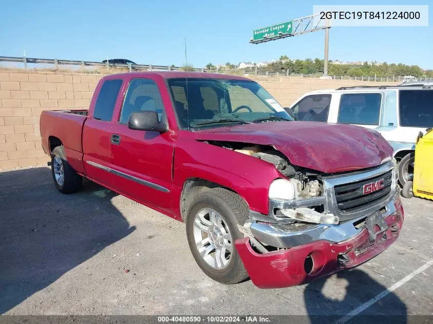 2004 GMC Sierra 1500 Sle VIN: 2GTEC19T841224000 Lot: 40480590