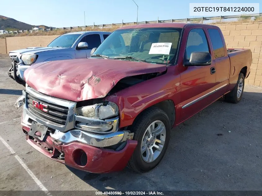 2004 GMC Sierra 1500 Sle VIN: 2GTEC19T841224000 Lot: 40480590