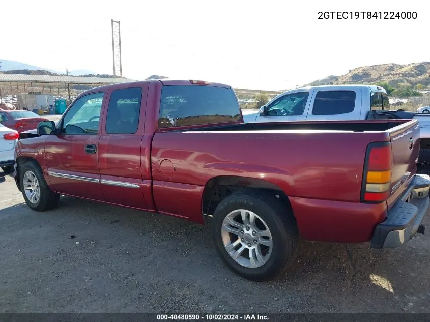 2004 GMC Sierra 1500 Sle VIN: 2GTEC19T841224000 Lot: 40480590