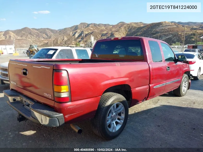 2004 GMC Sierra 1500 Sle VIN: 2GTEC19T841224000 Lot: 40480590