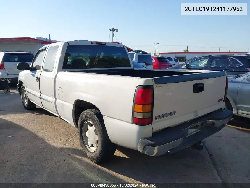 2004 GMC Sierra 1500 Sle VIN: 2GTEC19T241177952 Lot: 40490356