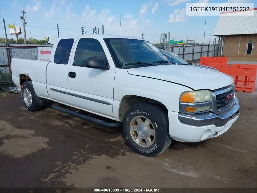 2004 GMC Sierra 1500 Sle VIN: 1GTEK19T84E251232 Lot: 40613099