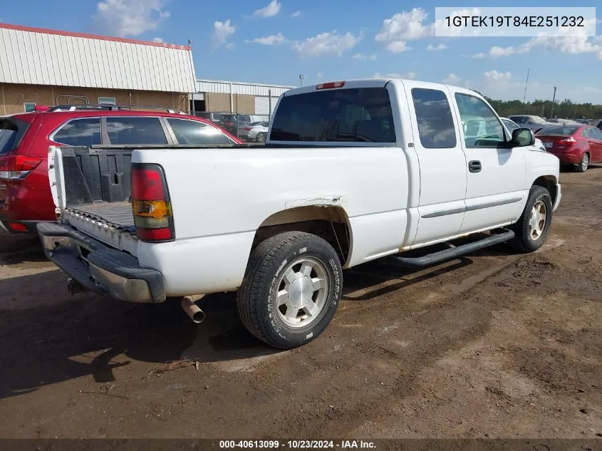 2004 GMC Sierra 1500 Sle VIN: 1GTEK19T84E251232 Lot: 40613099