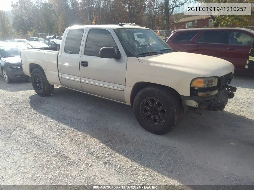 2004 GMC Sierra 1500 Sle VIN: 2GTEC19T941210252 Lot: 40796766