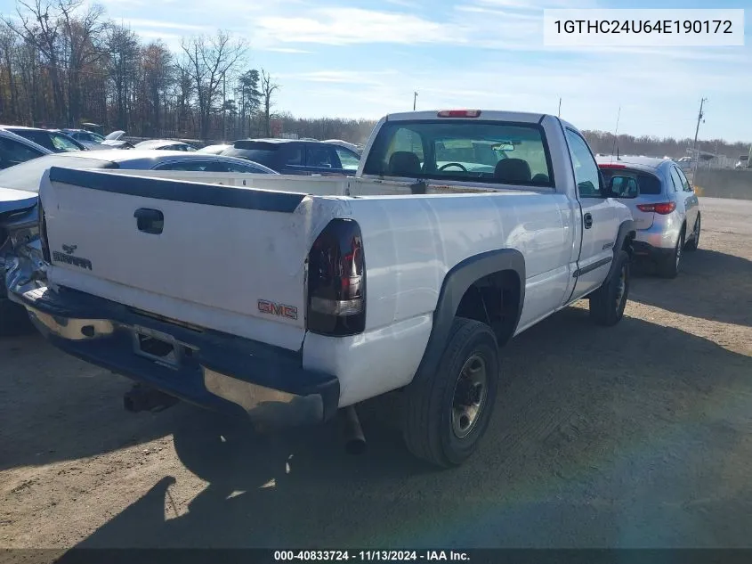 2004 GMC Sierra 2500Hd VIN: 1GTHC24U64E190172 Lot: 40833724