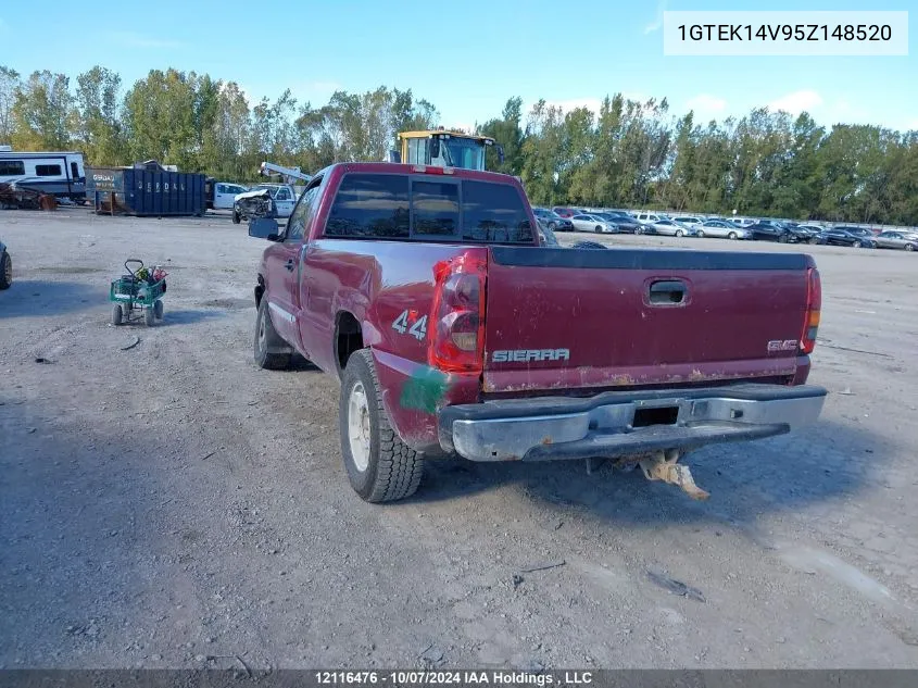 2005 GMC Sierra 1500 VIN: 1GTEK14V95Z148520 Lot: 12116476