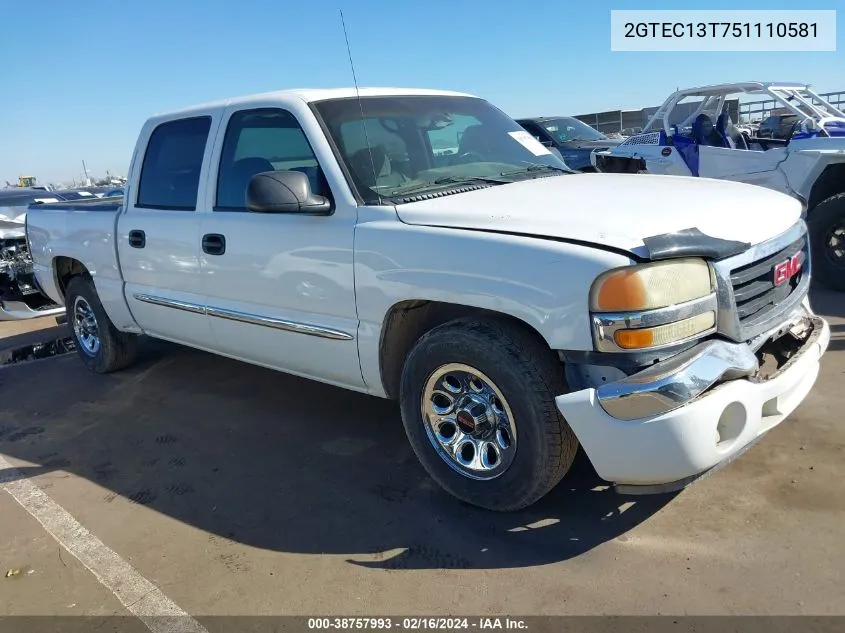 2005 GMC Sierra 1500 Sle VIN: 2GTEC13T751110581 Lot: 38757993