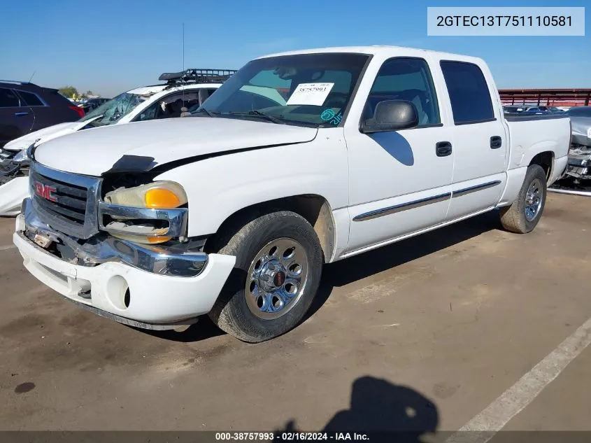 2005 GMC Sierra 1500 Sle VIN: 2GTEC13T751110581 Lot: 38757993