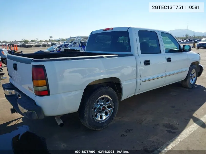 2005 GMC Sierra 1500 Sle VIN: 2GTEC13T751110581 Lot: 38757993