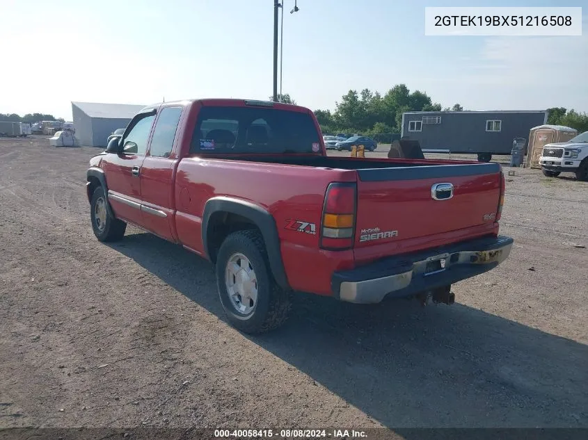 2005 GMC Sierra 1500 Slt VIN: 2GTEK19BX51216508 Lot: 40058415