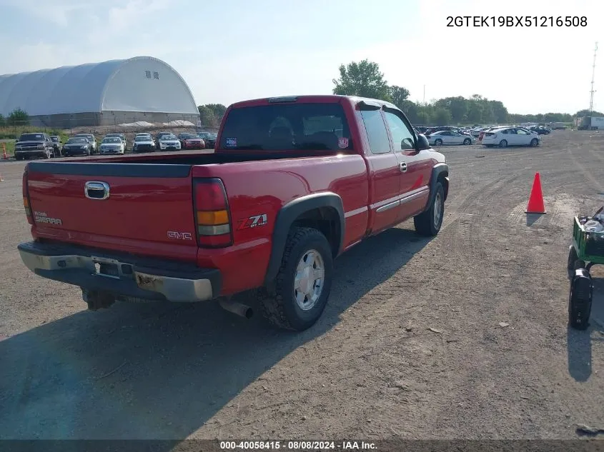 2005 GMC Sierra 1500 Slt VIN: 2GTEK19BX51216508 Lot: 40058415