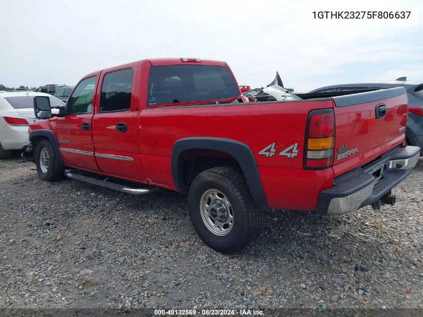 2005 GMC Sierra 2500Hd Sle VIN: 1GTHK23275F806637 Lot: 40132569