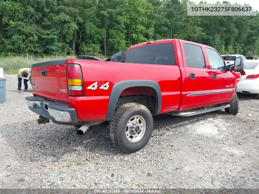 2005 GMC Sierra 2500Hd Sle VIN: 1GTHK23275F806637 Lot: 40132569