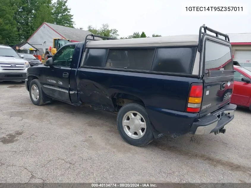 2005 GMC Sierra 1500 Sle VIN: 1GTEC14T95Z357011 Lot: 40134774