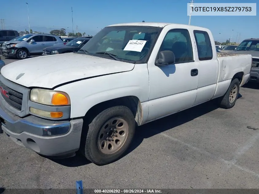 2005 GMC Sierra 1500 Work Truck VIN: 1GTEC19X85Z279753 Lot: 40206292