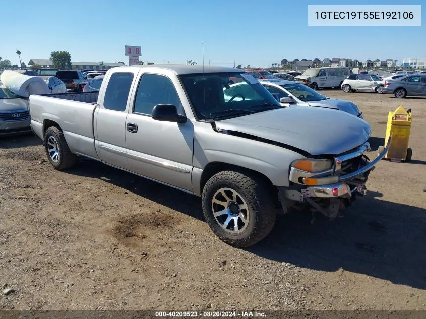 2005 GMC Sierra 1500 Sle VIN: 1GTEC19T55E192106 Lot: 40209523