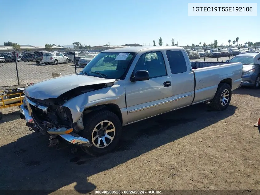 2005 GMC Sierra 1500 Sle VIN: 1GTEC19T55E192106 Lot: 40209523