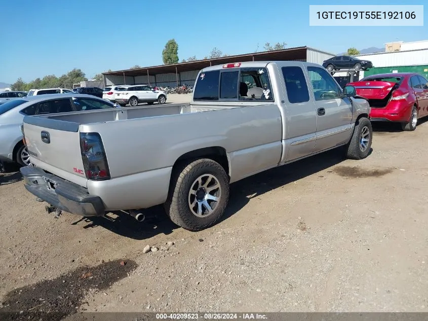 2005 GMC Sierra 1500 Sle VIN: 1GTEC19T55E192106 Lot: 40209523