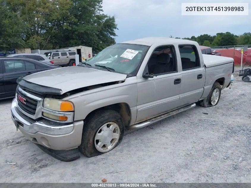 2005 GMC Sierra 1500 Sle VIN: 2GTEK13T451398983 Lot: 40210813