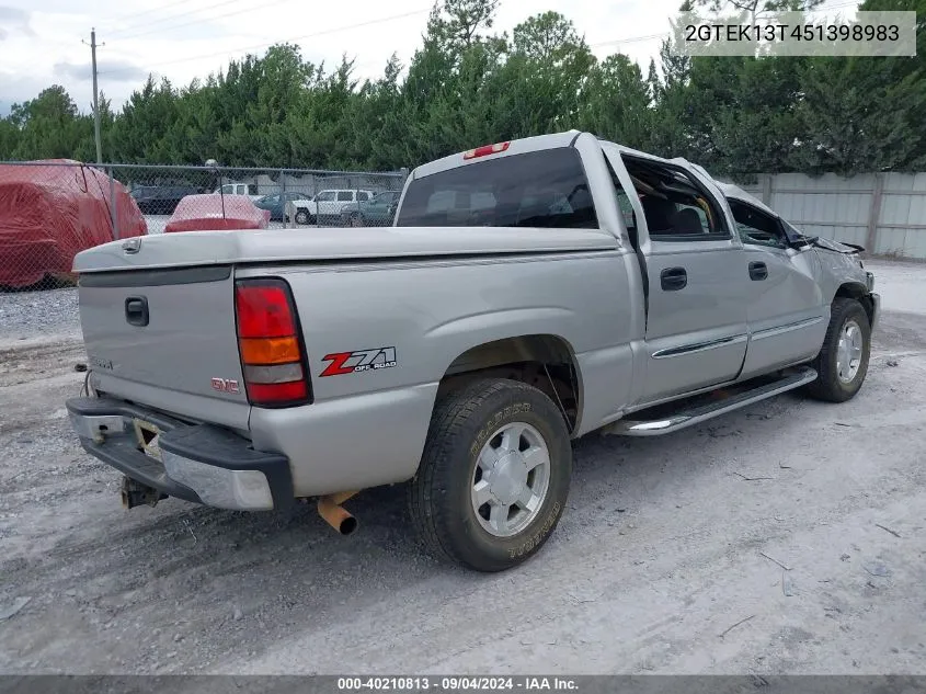 2005 GMC Sierra 1500 Sle VIN: 2GTEK13T451398983 Lot: 40210813