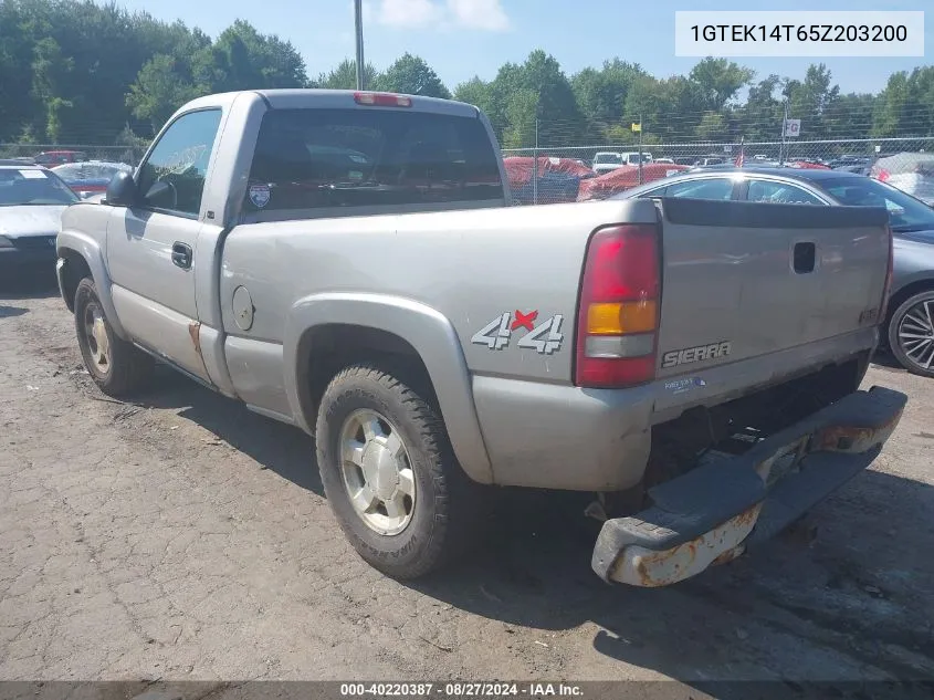 2005 GMC Sierra 1500 Sle VIN: 1GTEK14T65Z203200 Lot: 40220387