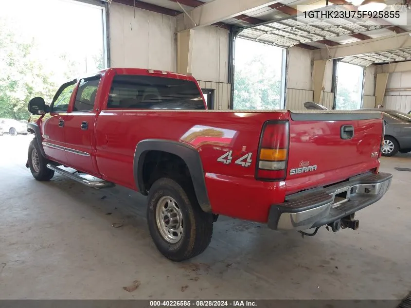 2005 GMC Sierra 2500Hd Sle VIN: 1GTHK23U75F925855 Lot: 40226585