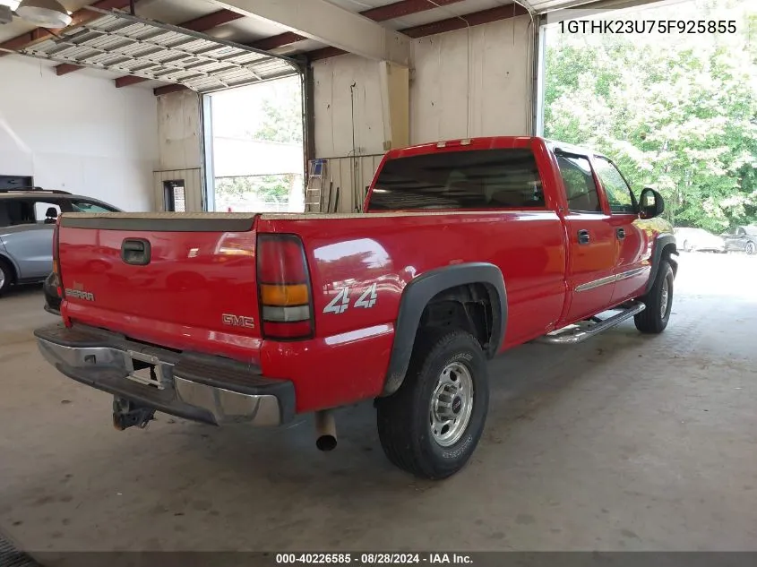 2005 GMC Sierra 2500Hd Sle VIN: 1GTHK23U75F925855 Lot: 40226585