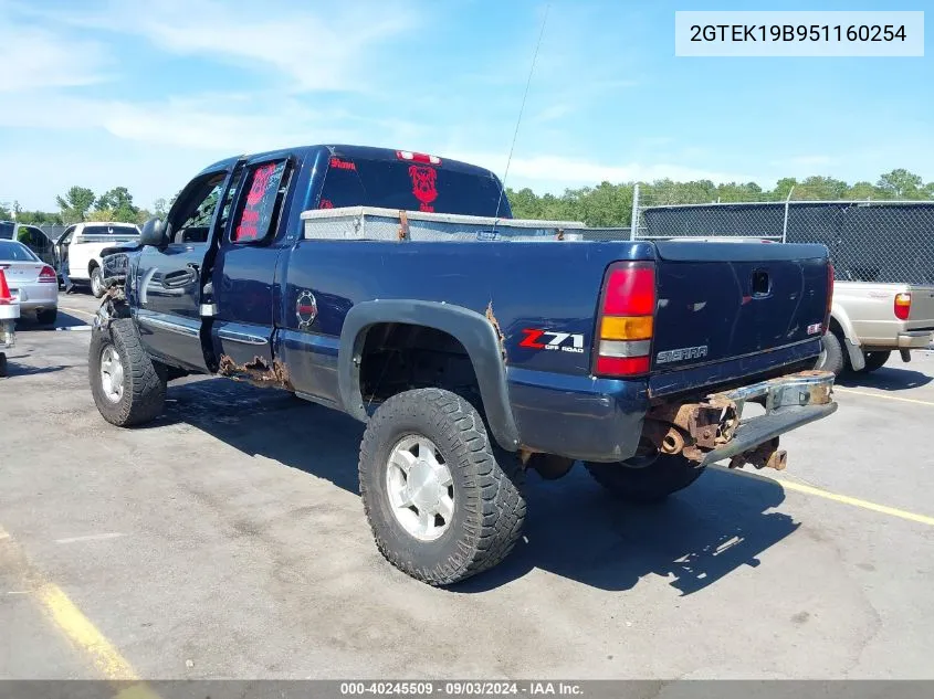 2005 GMC Sierra 1500 Sle VIN: 2GTEK19B951160254 Lot: 40245509