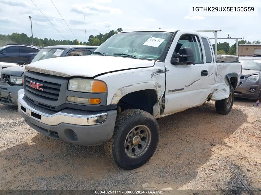 2005 GMC Sierra 2500Hd Work Truck VIN: 1GTHK29UX5E150559 Lot: 40253111