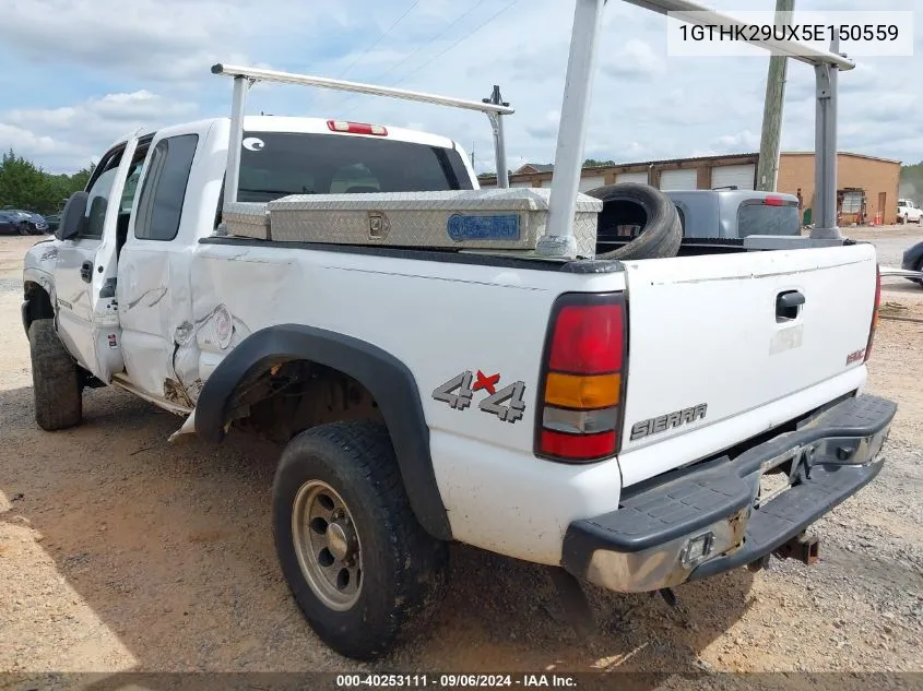 2005 GMC Sierra 2500Hd Work Truck VIN: 1GTHK29UX5E150559 Lot: 40253111