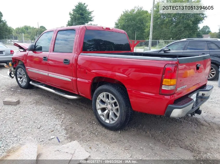 2005 GMC Sierra 1500 Sle VIN: 2GTEC13T051394605 Lot: 40257371