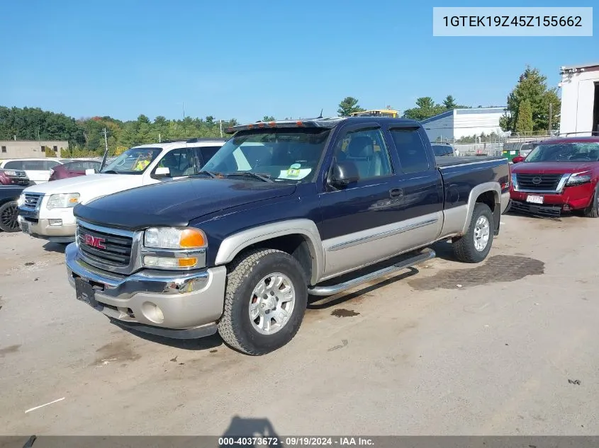 2005 GMC Sierra 1500 Slt VIN: 1GTEK19Z45Z155662 Lot: 40373672