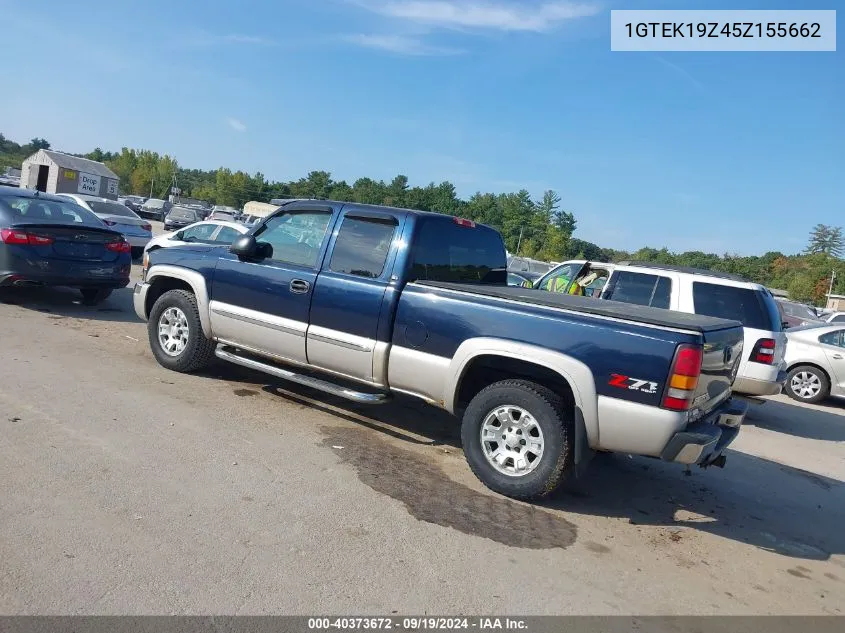 2005 GMC Sierra 1500 Slt VIN: 1GTEK19Z45Z155662 Lot: 40373672