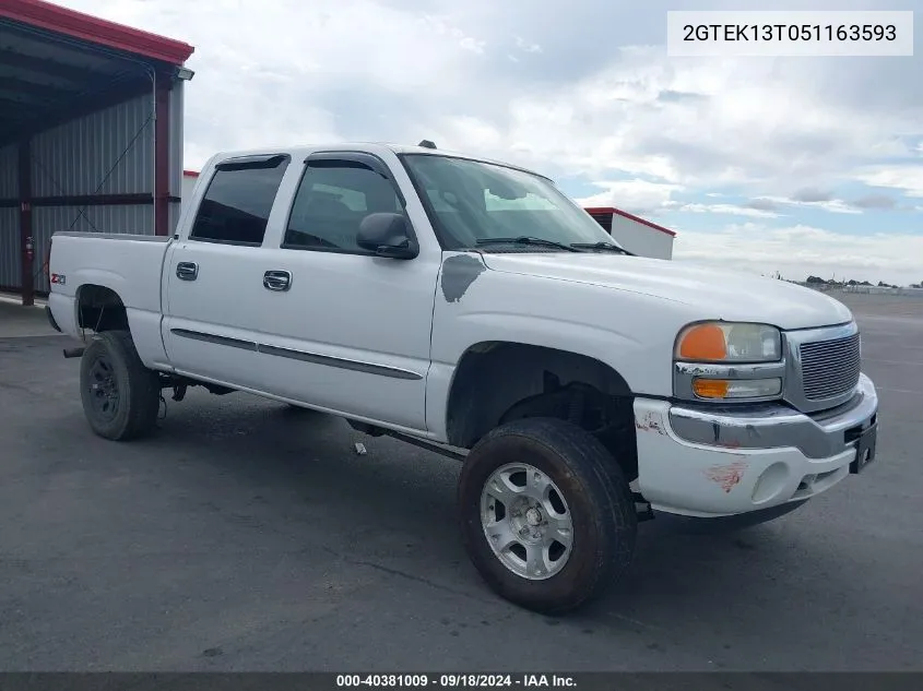 2005 GMC Sierra 1500 Sle VIN: 2GTEK13T051163593 Lot: 40381009