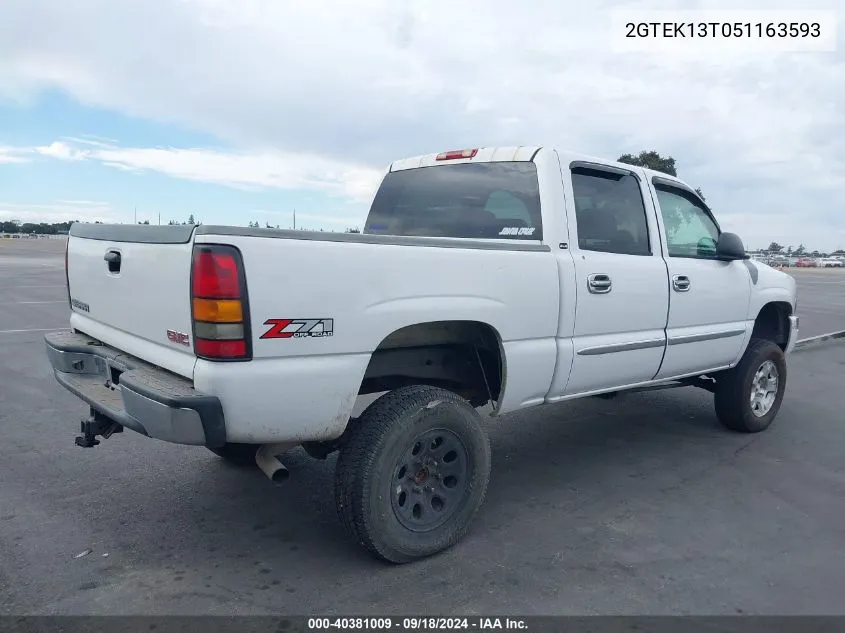 2005 GMC Sierra 1500 Sle VIN: 2GTEK13T051163593 Lot: 40381009