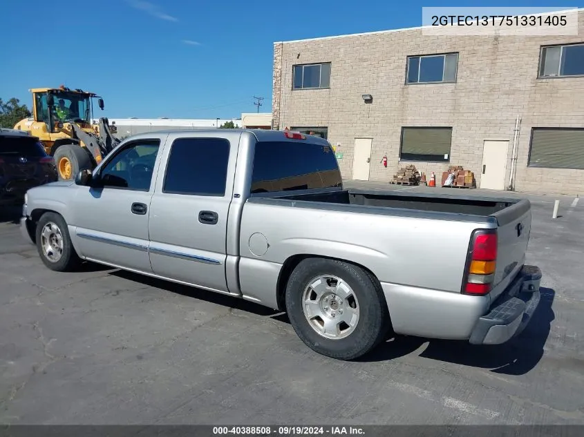 2005 GMC Sierra 1500 Sle VIN: 2GTEC13T751331405 Lot: 40388508