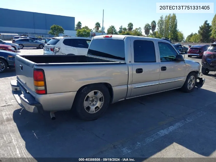 2005 GMC Sierra 1500 Sle VIN: 2GTEC13T751331405 Lot: 40388508