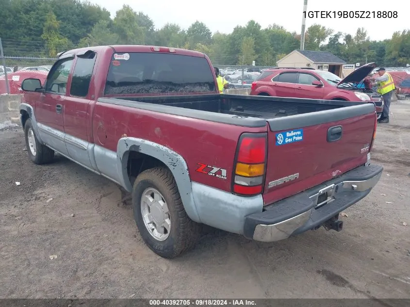 2005 GMC Sierra 1500 Sle VIN: 1GTEK19B05Z218808 Lot: 40392705