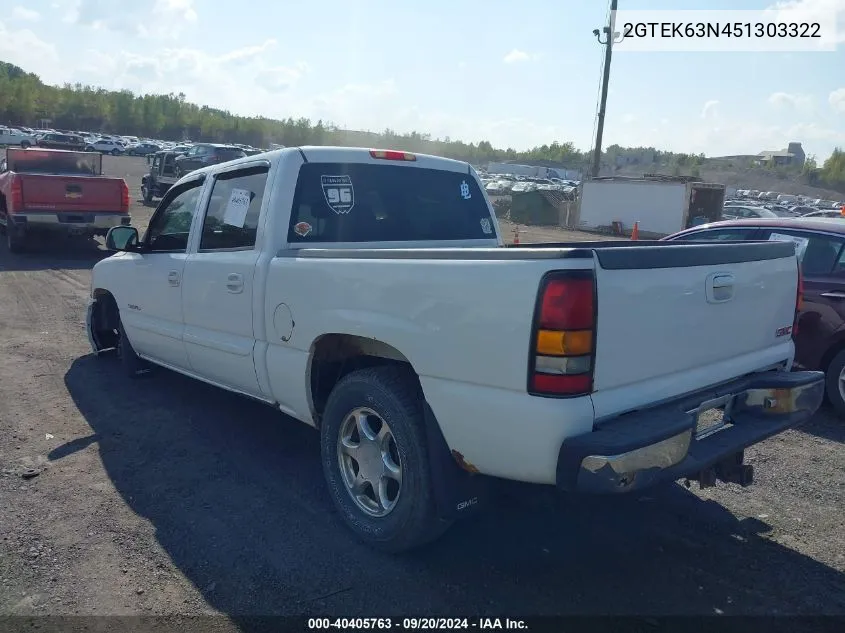 2005 GMC Sierra 1500 Denali VIN: 2GTEK63N451303322 Lot: 40405763