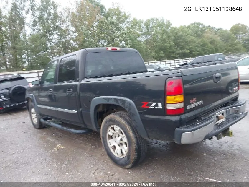 2005 GMC Sierra 1500 Sle VIN: 2GTEK13T951198648 Lot: 40420841