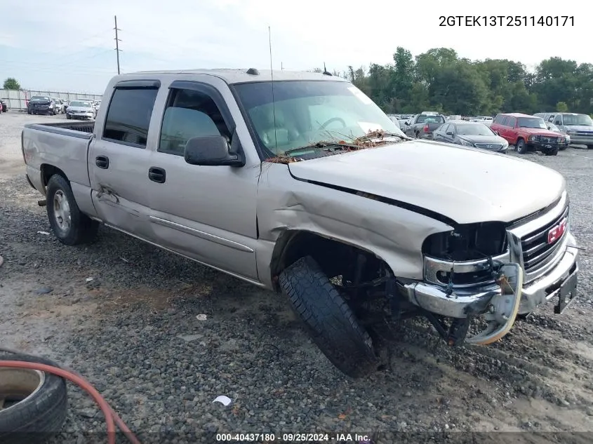 2005 GMC Sierra 1500 Sle VIN: 2GTEK13T251140171 Lot: 40437180