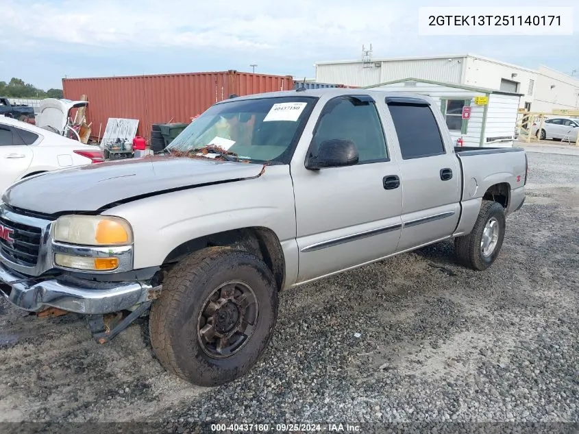 2005 GMC Sierra 1500 Sle VIN: 2GTEK13T251140171 Lot: 40437180