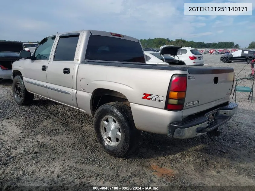 2005 GMC Sierra 1500 Sle VIN: 2GTEK13T251140171 Lot: 40437180