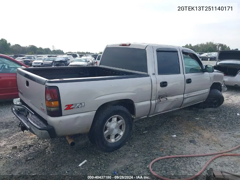 2005 GMC Sierra 1500 Sle VIN: 2GTEK13T251140171 Lot: 40437180