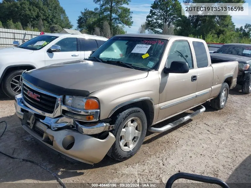 2005 GMC Sierra 1500 Sle VIN: 2GTEC19T351316598 Lot: 40445196