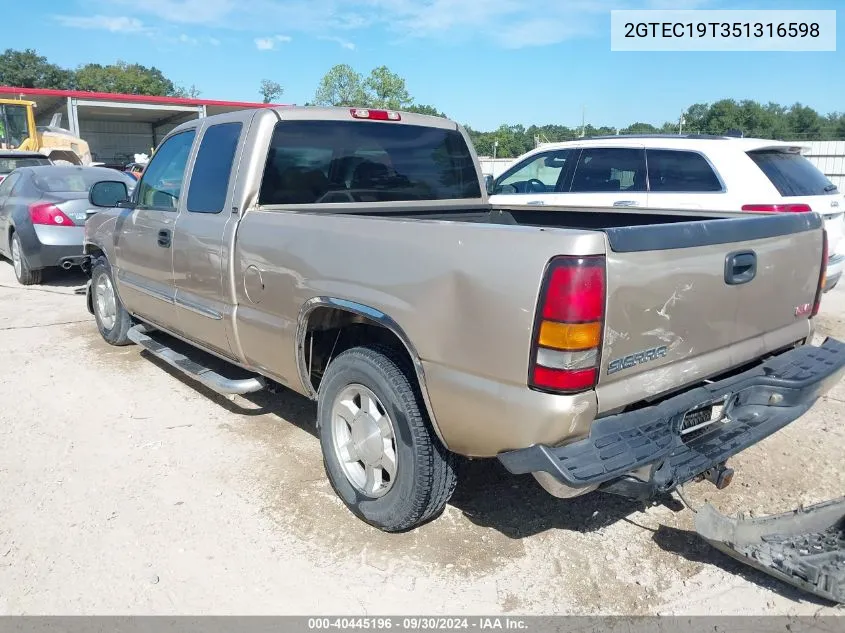 2005 GMC Sierra 1500 Sle VIN: 2GTEC19T351316598 Lot: 40445196